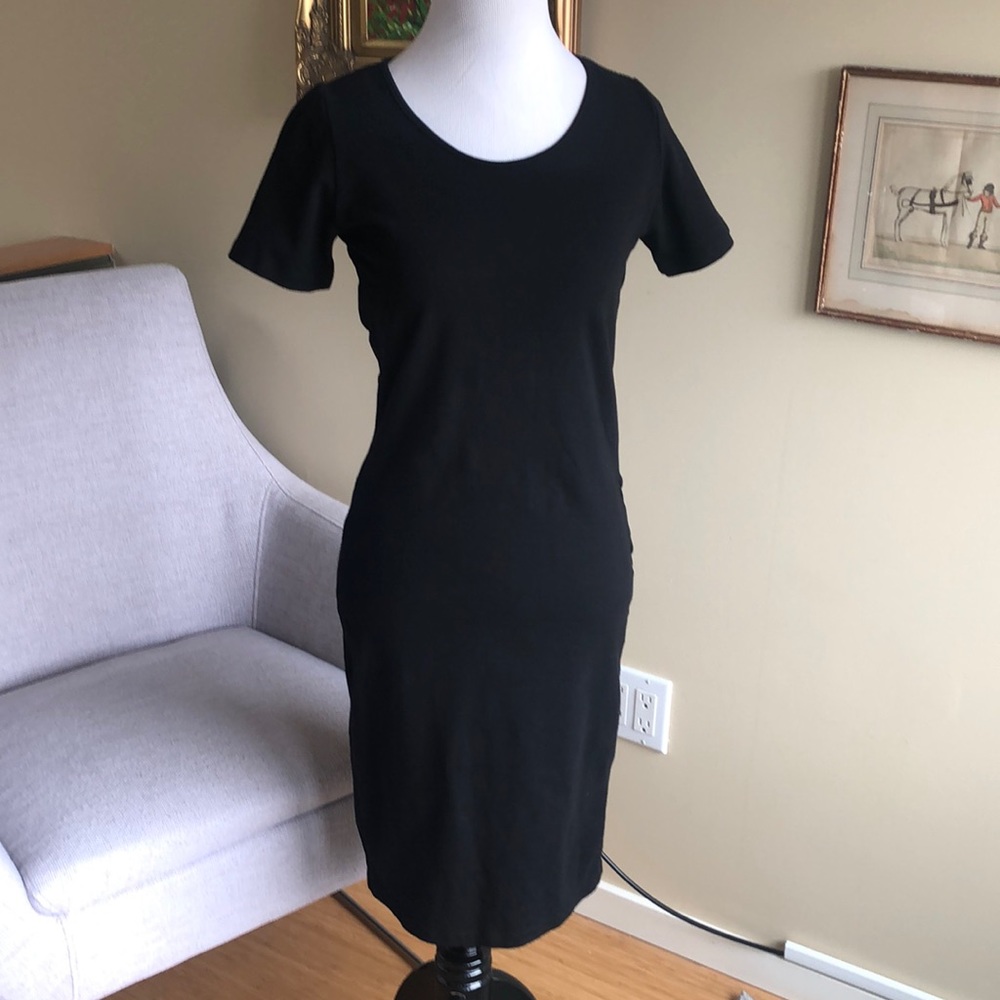 Monrow black cotton dress stitching s tshirt tee
